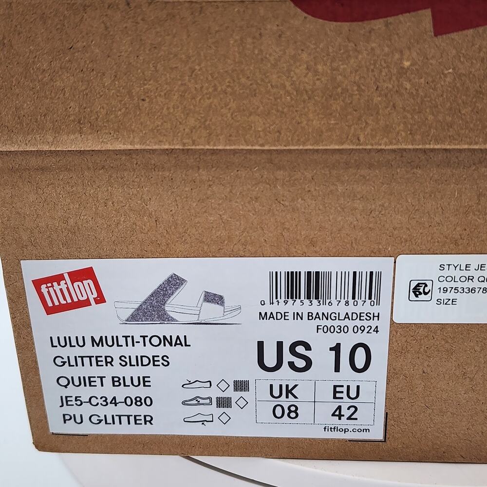 NEW - FitFlop Lulu Women’s Quiet Blue Glitter Wedge Sandals Comfort Size 10 - Picture 8 of 8